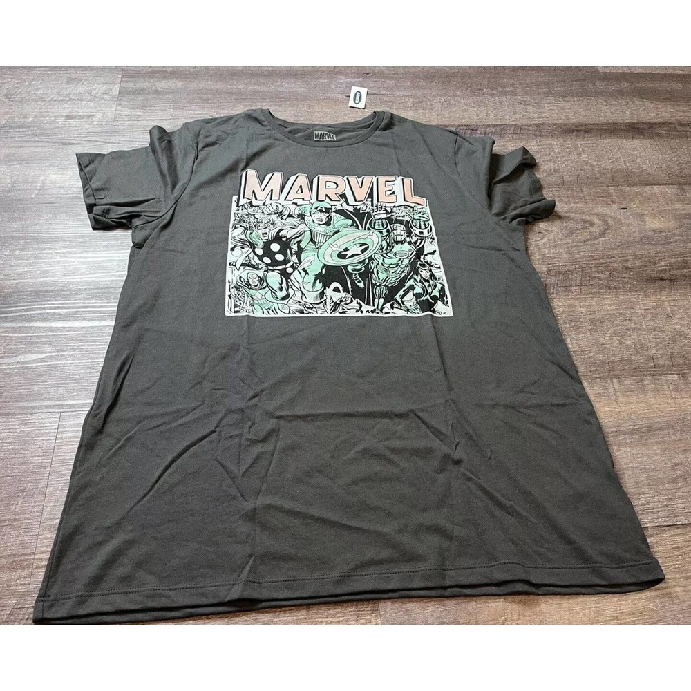 Marvel Legends Mens Tshirt size XL Short Sleeve Gray with Teal design N5